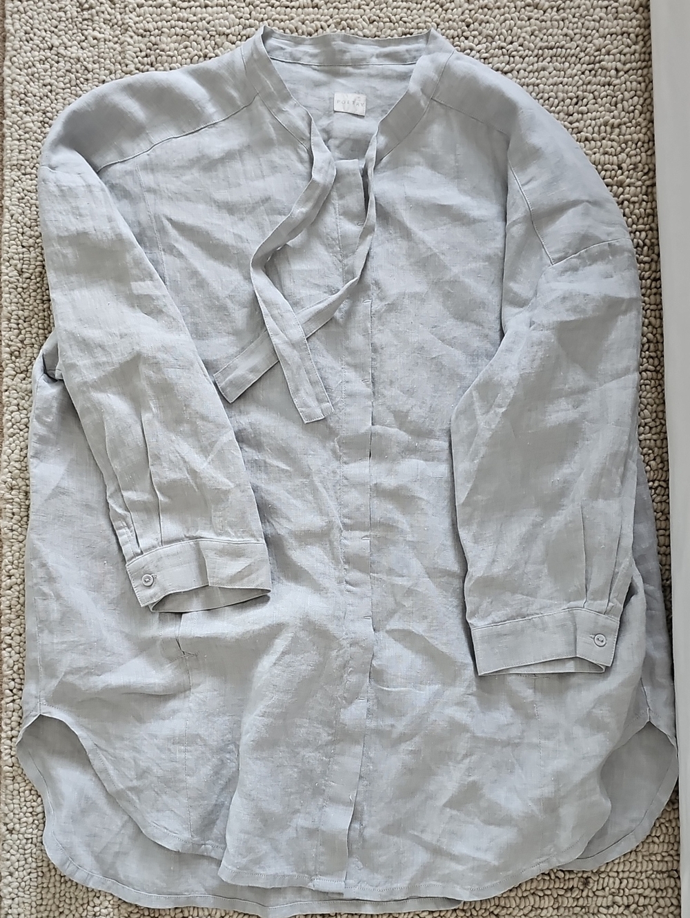 POETRY 100% Linen Bow Tie Tunic Button Down Blouse US 14